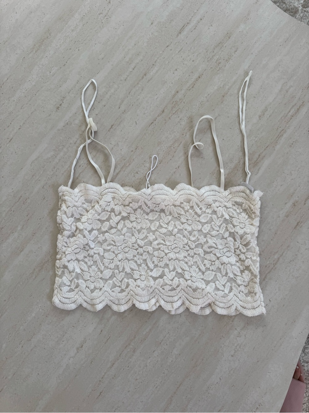 Zara Cream Lace Cropped Cami Top